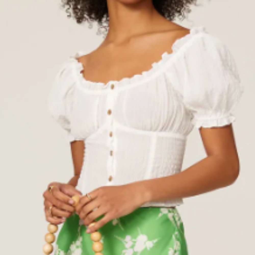 Louna White Peasant Blouse- Size small. NWOT
